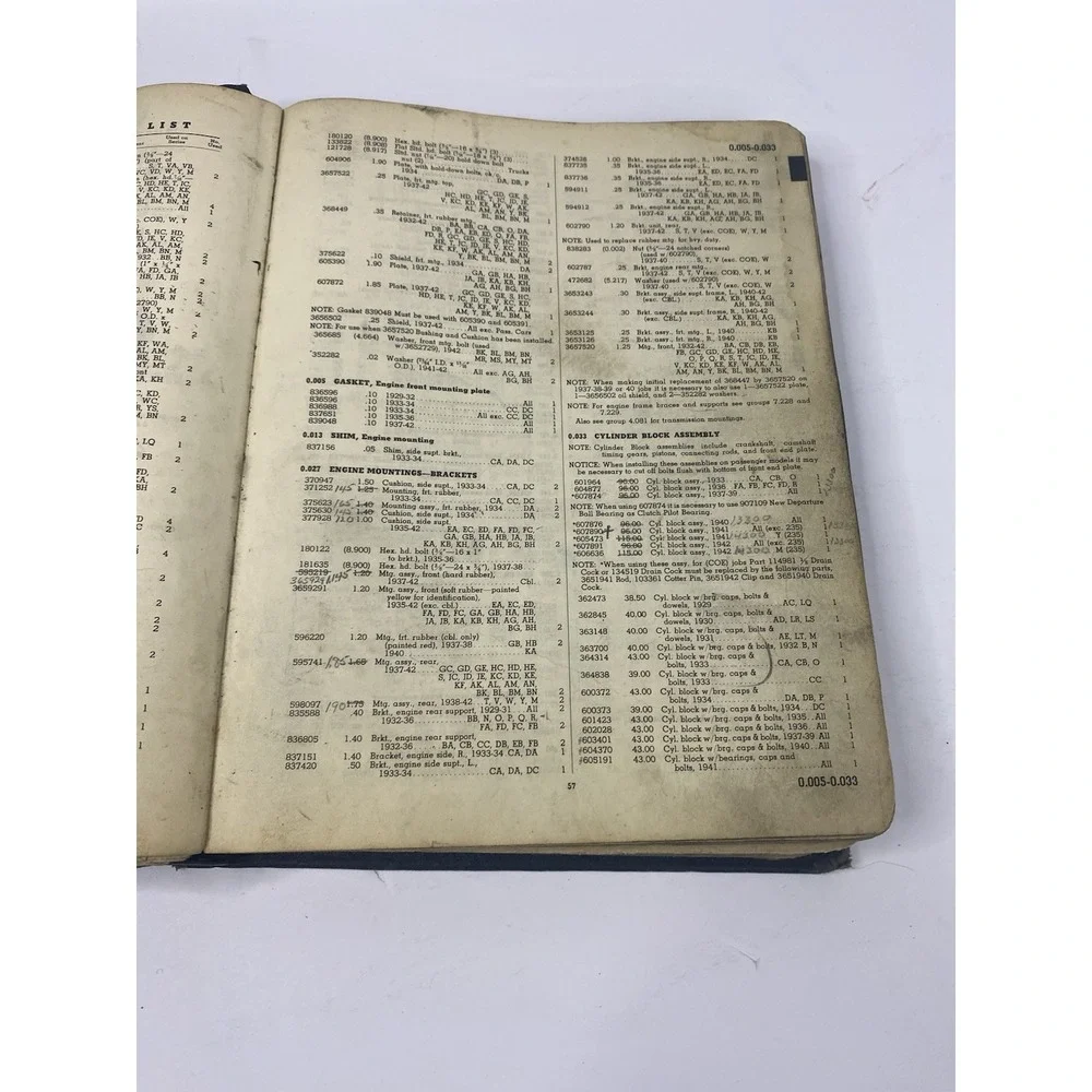 1929-1942 Chevrolet Master Parts Catalog Accessory GM Book Hard Back Binder READ